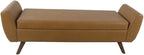 HomePop Modern Storage Bench with Wood Legs Home Décor|Bench with Storage for Living Room & Bedroom - Faux Leather Brown