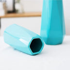 Ceramic Vase, 7.4 Inch for Pampas Calla Lily Tulip, Flower Vase Minimalism Style for Modern Table Shelf Home Decor, Fit for Housewarming, Weddings, Birthday, Christmas, Thanksgiving, New Year (Blue)