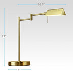 O'Bright LED Pharmacy Table Lamp, Full Range Dimming, 12W LED, 360 Degree Swing Arms, Desk, Reading, Craft, Work Lamp, ETL Tested, Antique Brass (Gold)