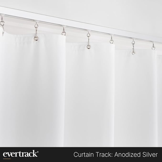 Curtain Track - Ceiling Mounted Curtain Rail for Curtains, Drapes, and Room Dividers - USA Made - Large (20 Feet) Anodized Silver