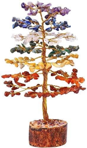 7 Chakra Tree of Life - Crystal Tree of Life, Gemstone Tree for Positive Energy, Feng Shui Tree Decor, Seven Chakra Tree, Money Tree Bonsai, Crystal Healing Stone Tree, Spiritual Gift Home Decor 10"
