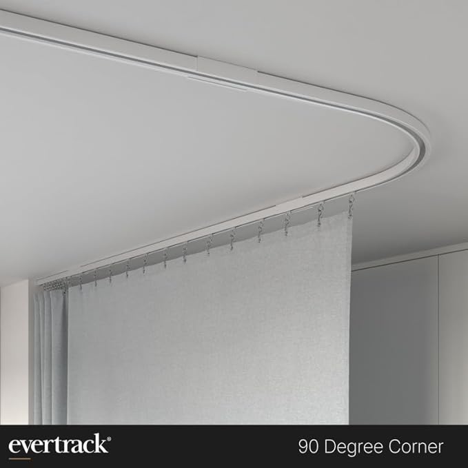 Curtain Track - Corner Section for Ceiling Curtain Track - USA Made - 90 Degree Bend, Anodized Silver