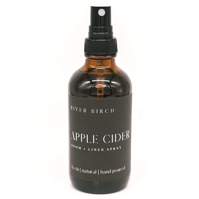 River Birch Apple Cider Scented Linen and Room Spray | Home Fragrance | 4 oz Glass Amber Bottle | Luxury Signature Scent | Handmade in Texas