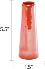 Chive - Set of 6 Galaxy, Small Cylinder Ceramic Bud Flower Vase, Unique Single Flower Decorative Floral Vase for Home Decor, Bulk (Orange)