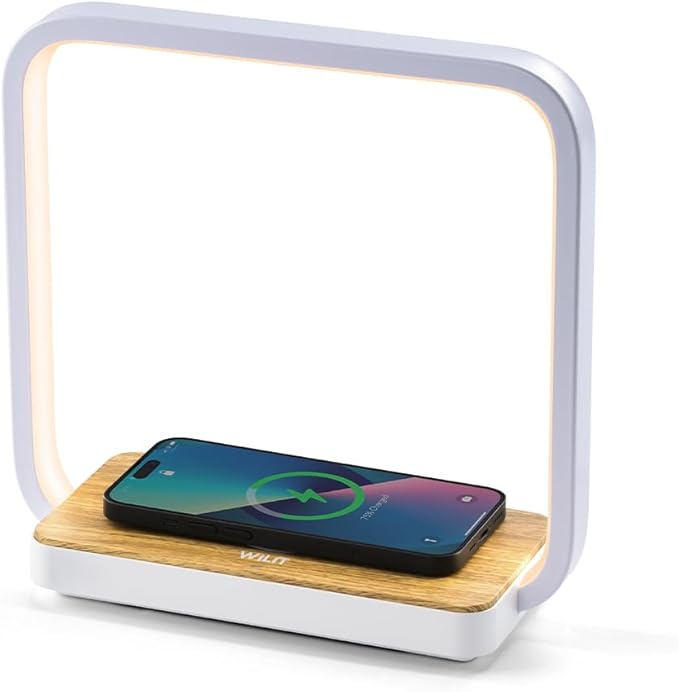 WILIT Bedside Lamp with Qi Wireless Charger, A13 Table lamp 3 Step Dimmable Touch Control Desk Lamp for for Living Room, Bedroom, Kids Room.