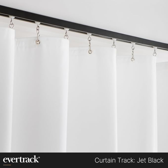 Curtain Track - Ceiling Mounted Curtain Rail for Curtains, Drapes, and Room Dividers - USA Made - Medium (16 Feet), Jet Black