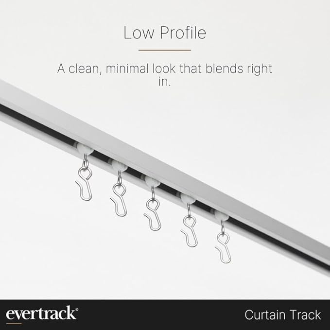 Curtain Track - Ceiling Mounted Curtain Rail for Curtains, Drapes, and Room Dividers - USA Made - Large+ (24 Feet), Jet Black