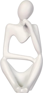 Sandstone Resin Thinker Style Abstract Sculpture Statue Collectible Figurines Home Office Bookshelf Desktop Decor (Small White, Right)