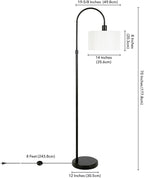 Veronica Arc Floor Lamp with Fabric Shade in Blackened Bronze/White