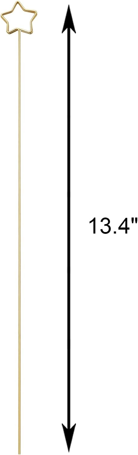 Tinsow 30 Pcs Metal Floral Place Card Holder, 13.4 Inch Flower Picks Clip for Floral Arrangement, Golden Gift Card Holder for Wedding and Party (Stars)