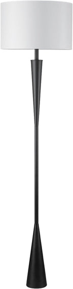 Globe Electric 67224 70" Floor Lamp, Matte Black Finish, White Fabric Shade, Modern Tapered Frame, E26 Base, Contemporary Living Room and Bedroom Lighting