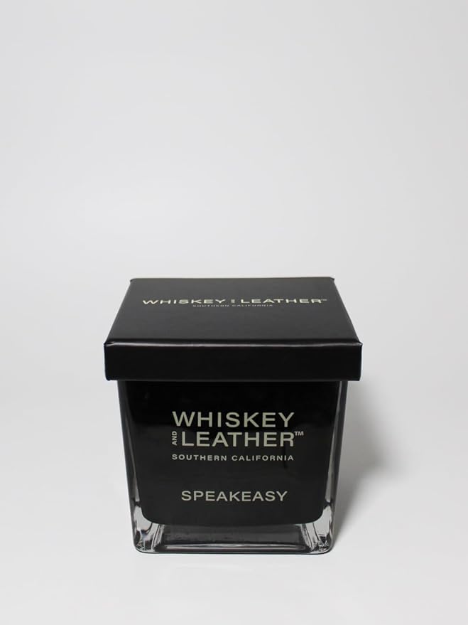 Whiskey & Leather Scented Candle - Speakeasy – Additional Scents and Sizes – 100% Cotton Lead-Free Wick - Luxury Air Freshening Jar Candles - Perfect Home Decor – 16oz