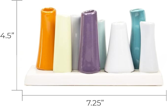 Chive - Pooley 2, Ceramic Flower Vase, 8-Tube Shape (Orange)