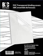 BNC 8 Mil 8-1/2 x 11 Inches, Letter Size PVC Binding Covers - Pack of 100, Clear