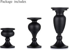 Sziqiqi Metallic Pillar Candleholder Set for Candle Centerpieces, Table Mantel Fireplace Decoration Set of 3 Gourd-Shaped Design Black