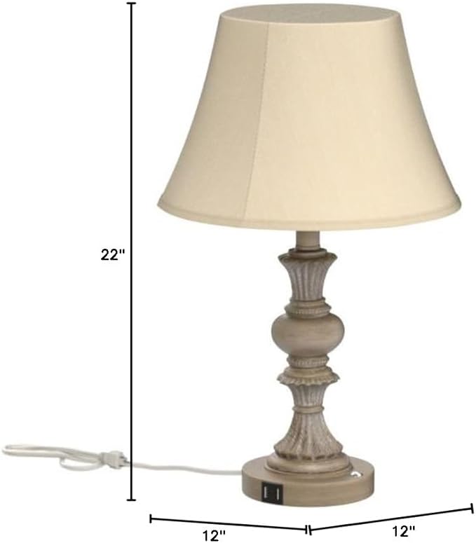 PARTPHONER Touch Control Table Lamp Set of 2, 3-Way Dimmable Bedside Nightstand Lamp with 2 USB Charging Ports, Rustic Farmhouse Desk Lamp with Faux Silk Shade for Living Room, Bedroom - Washed White