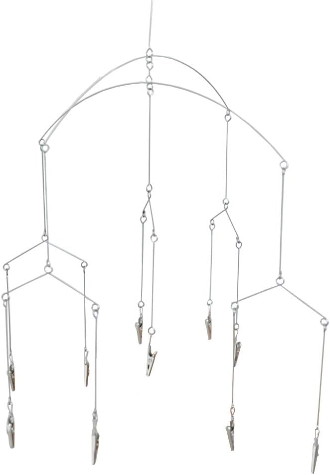 Wind Chime Style Photo Clip Display, Metal Vertical Photo Hanging Display Clips Fan for Hanging Pictures Notes Memo Artworks Collage Dorm Kids Bedroom Decor (Silver, 10 Clips)