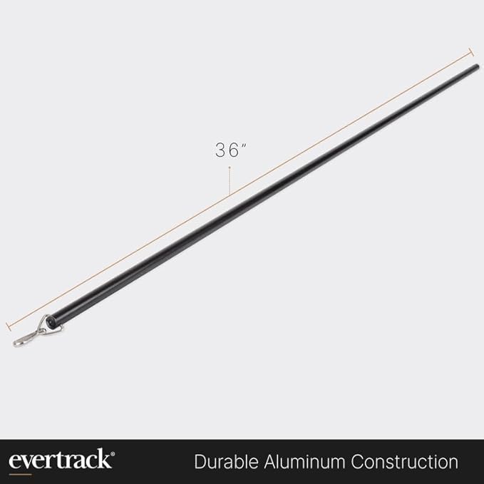 Curtain Wand - Aluminum Curtain and Drapery Pull Rod with Stainless Steel Hardware for Curtains, Draperies, and Room Divider Curtains - 36 Inches, Metallic Black - Pack of 2