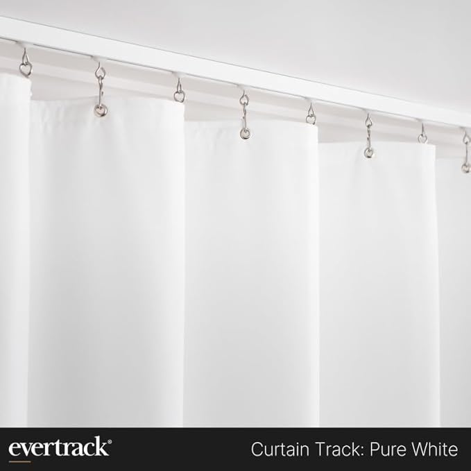 Curtain Track - Ceiling Mounted Curtain Rail for Curtains, Drapes, and Room Dividers - USA Made - Large+ (24 Feet), Pure White