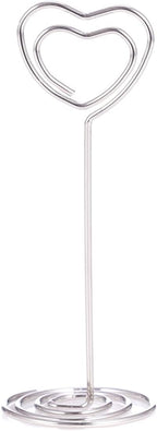 12pcs Table Number Holders Metal, 3.35 inch Place Card Stands for Wedding Centerpieces, Birthday Party - Table Card & Photo Picture Holders (Silver-Heart Shaped)