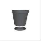 Elly Décor Set of 2 10 inch Round Saucer Modern Self Watering Planter Plates, Pots with Rattan-Like Finish, 10x10 Onix Gray