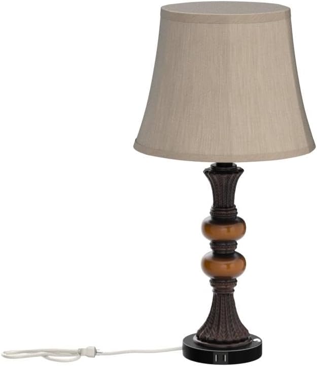 Set of 2 Touch Control Traditional Table Lamp, 27" H Bedside Lamps with 2 USB Charging Ports, 3-Way Dimmable Bronze Finish Large Nightstand Lamps with Bell Faux Silk Shade for Living Room, Bedroom