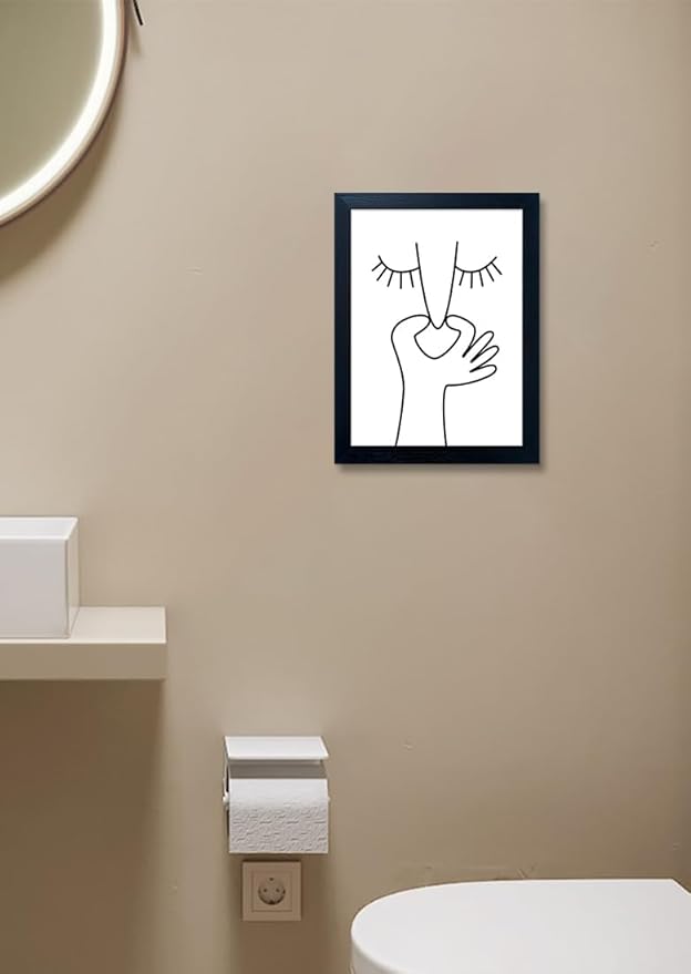 Framed Black and White Bathroom Wall Art Funny Bathroom Wall Decor Bad Smell Humor Canvas Print Artwork Toilet Art Decor