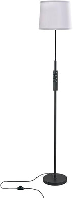 60" Modern Floor Lamp for Living Room Bedroom, Standing Lamp with White Linen Lampshade, Remote and Foot Switch, Tall Lamp with A19 9W 3000K-6000K Color Temperature 10%-100% Brightness Dimmable Bulb