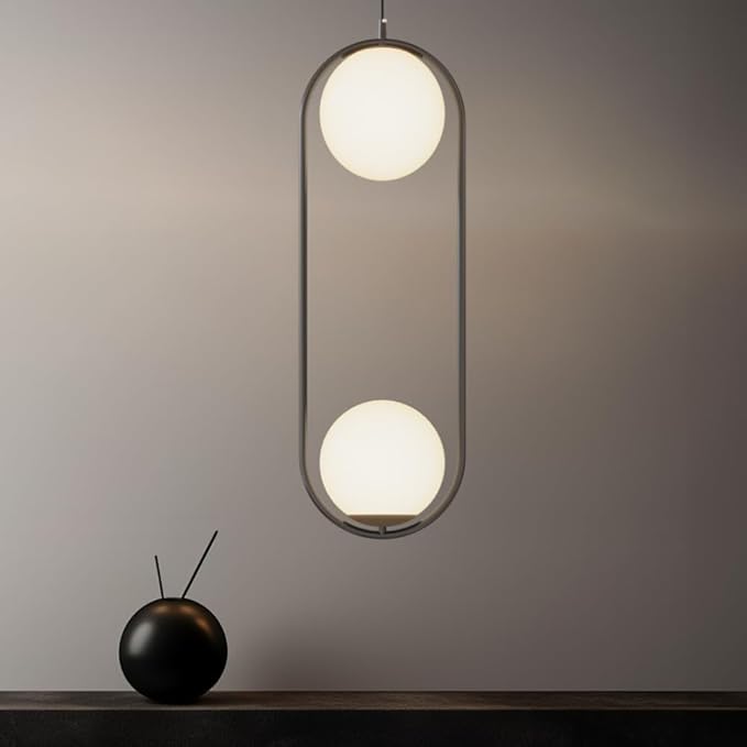 𝗠𝗢𝗗 𝗟𝗜𝗚𝗛𝗧𝗜𝗡𝗚 Jewels & Pearls | Modern Black Pendant Light Fixture, Globe Pendant Light for Kitchen Island Lighting, Dimmable LED Bulb Included, 1 Pack (Black | Warm White | Long Oval)