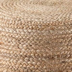 Jute Pouf Ottoman | Footrest Pouf | Hand Braided - Round Boho Pouffe - for Living Room, Bedroom, Nursery (18"x18"x12") Ivory