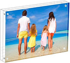 Meetu Acrylic Picture Frame 8.5x11,Clear Freestanding Double Sided 24mm Thickness Frameless Magnetic Photo Frames Desktop Display with Gift Box Package (1 Pack)