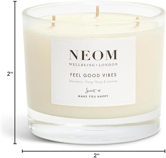 NEOM- Limited Edition Feel Good Vibes Candle |Mother's Day | Gift | Mandarin, Ylang Ylang & Jasmine (3 Wick)