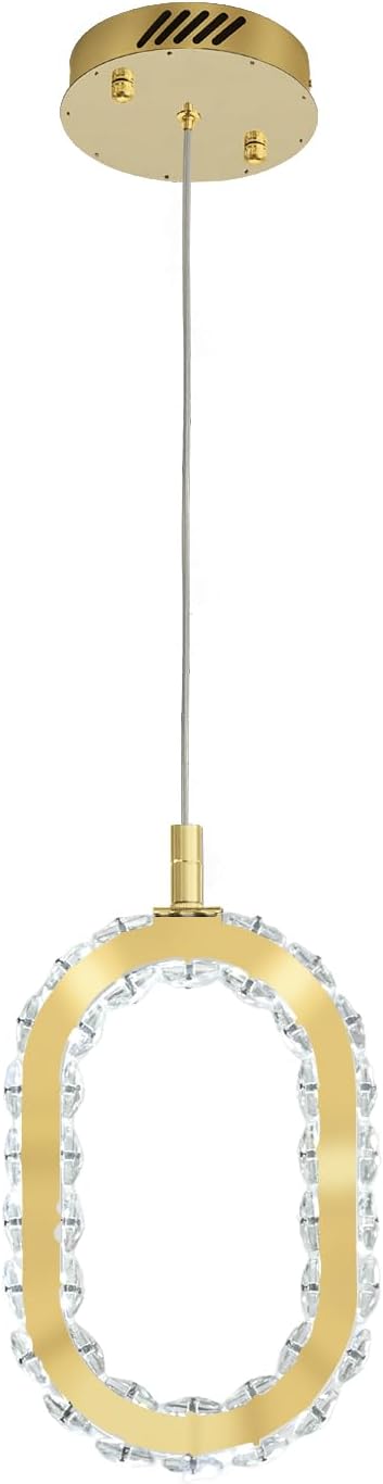 Gold 1 Ring Pendant Lights Kitchen Island Single Head Crystal Chandeliers Foyer Entrance Modern LED Dimmable Chandeliers