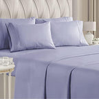 Queen Sheets Set 6 Piece - Includes 4 Pillowcases - Bed Sheets Queen Size - Soft Hotel Luxury Bedding - Cooling, Comfy, Cozy & Breathable - 1 Flat, 1 Fitted & 4 Pillowcases w/ Deep Pockets - Lavender