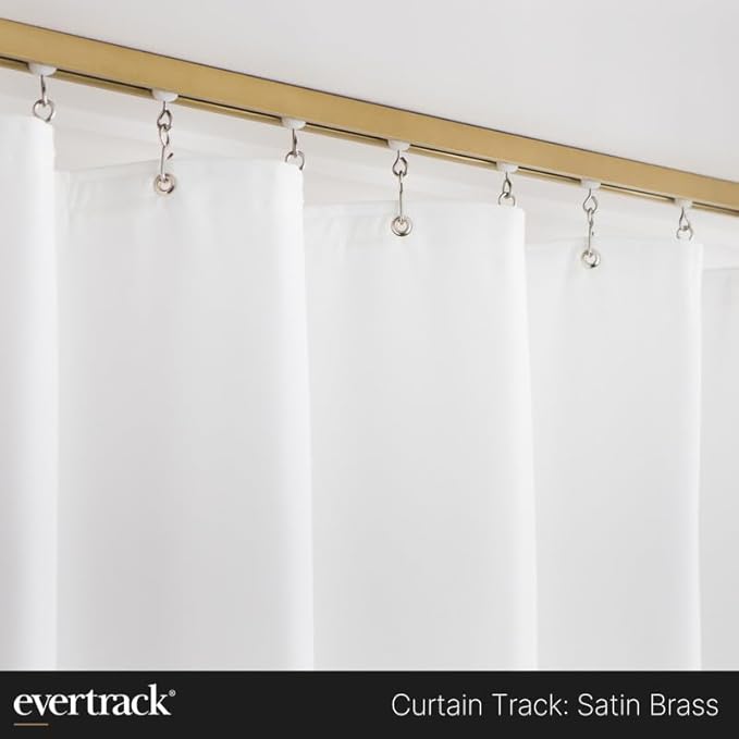 Curtain Track - Ceiling Mounted Curtain Rail for Curtains, Drapes, and Room Dividers - USA Made - Large (20 Feet), Satin Brass