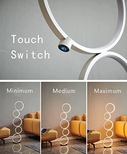 SomSom Modern LED Floor Lamp - Very High Brightness, Indoor Lamp - Living Room Standing Light - Alternative to Halogen - Built in Touch Dimmer - White