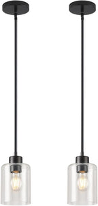 Black Pendant Lights Kitchen Island - Seeded Glass Pendant Light Fixture Multiple Stems Rods 3 Units 12 Inch 3 Units 4 Inch (2 Pack Black Seeded Downrod)