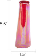 Chive - Set of 6 Galaxy, 1.5" in Wide 5.5" Tall Small Cylinder Ceramic Bud Flower Vase, Unique Single Flower Decorative Floral Vase for Home Decor, Bulk (Ginger Red)