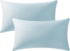 Throw Pillow Cases 12x20 Light-Blue: 2 Pack Cozy Soft Velvet Rectangular Decorative Pillow Covers for Farmhouse Home Decor