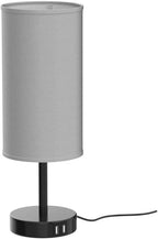 Yarra-Decor Bedside Lamp with USB Port - Touch Control Table Lamp for Bedroom 3 Way Dimmable Nightstand Lamp with Round Grey Fabric Shade for Living Room, Dorm, Home Office (LED Bulb Included)