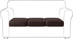 Yates Home PU Leather Couch Sofa Cushion Slipcover Water-Proof Elastic Chair Seat Covers Loveseat Slip Cover for Settee Seater Replacement in Living Room（3 Piece Large Sofa Cushion Covers, Chocolate