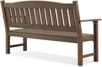 Psilvam 3-Person Outdoor Memorial Bench, All-Weather Poly Lumber Garden Bench, Rot-Resistant Outdoor Patio Bench for Park,Porch,and Church(Brown)