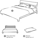 Travan Quilt Set 3-Piece Oversized Quilted Bedspread Coverlet Set Grey European British Grid Patchwork Bedding Set, King Size