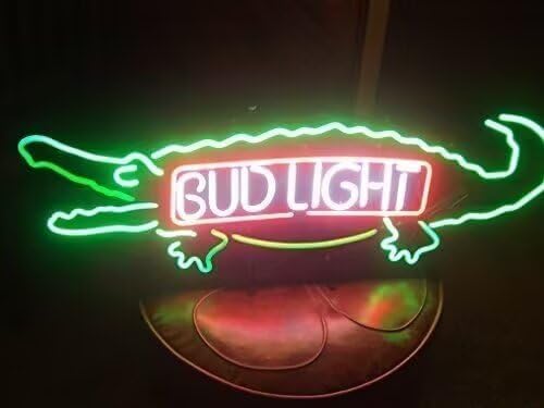 Neon Signs Beer Bar Club Bedroom Alligator Gator Neon Signs Compatible for Bud Beer Light for Office Hotel Pub Cafe Birthday Party Man Cave Neon Light Art Wall Lights 18 X 15 Inches