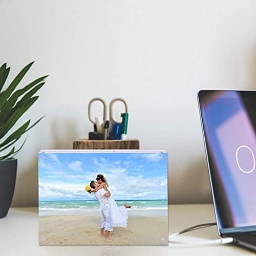 1Pack Acrylic Picture Frame,5x7 Clear Double Sided Photo Frame,Magnetic Photo Frames Desktop Display Family Baby Friends or Pet Dog Picture with Support Stand and Gift Boxes