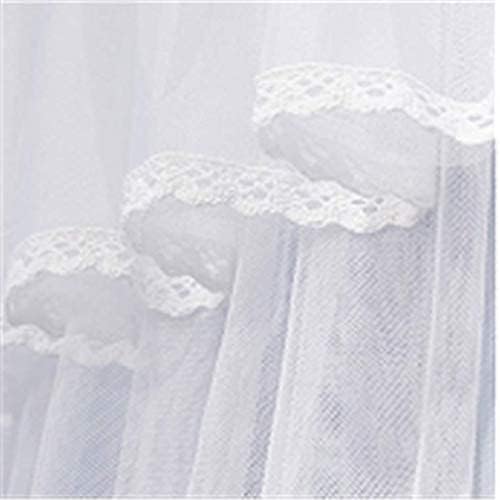 VETHIN Princess Bed Canopy for Girls,Bed Canopy Curtain- Double Layer Sheer Mesh Dome Bed Curtain- Round Lace Princess Mosquito Net Tent with led Stars String Lights(Light Gray/White1)