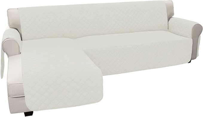 Easy-Going Sofa Slipcover L Shape Sofa Cover Sectional Couch Cover Chaise Lounge Slip Cover Reversible Sofa Cover Furniture Protector Cover for Pets Kids Children Dog Cat (X-Large,Ivory/Ivory)