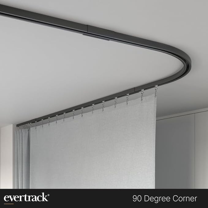 Curtain Track - Corner Section for Ceiling Curtain Track - USA Made - 90 Degree Bend, Jet Black