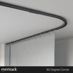 Curtain Track - Corner Section for Ceiling Curtain Track - USA Made - 90 Degree Bend, Jet Black