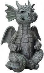 Garden Dragon Statue Decor - Meditation Dragon Sculpture Figurine Outdoor Decoration, Zen Yoga Garden Art Sculpture for Patio Lawn Yard Balcony Indoor Decor(Hands Flat)